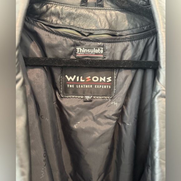 Women’s Wilsons Leather Trench Coat. SZ L Black y2k - Picture 3 of 7